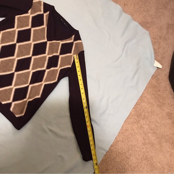 Brooks Brothers Alpaca Wool Diamond Print Purple V Neck Sweater - Picture 4 of 8